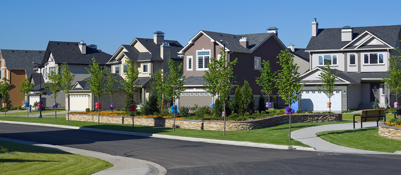A row of suburban houses.